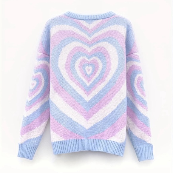 Heart Pattern Crew Neck Pullover Sweater🌹❤️🥰 - Picture 3 of 5